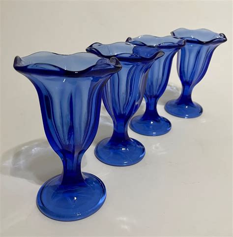 Fountainware Cobalt Blue Sundae Glass By Anchor Hocking Set Of Etsy