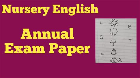 Nursery English Annual Exam Paper Nursery English Worksheets Youtube