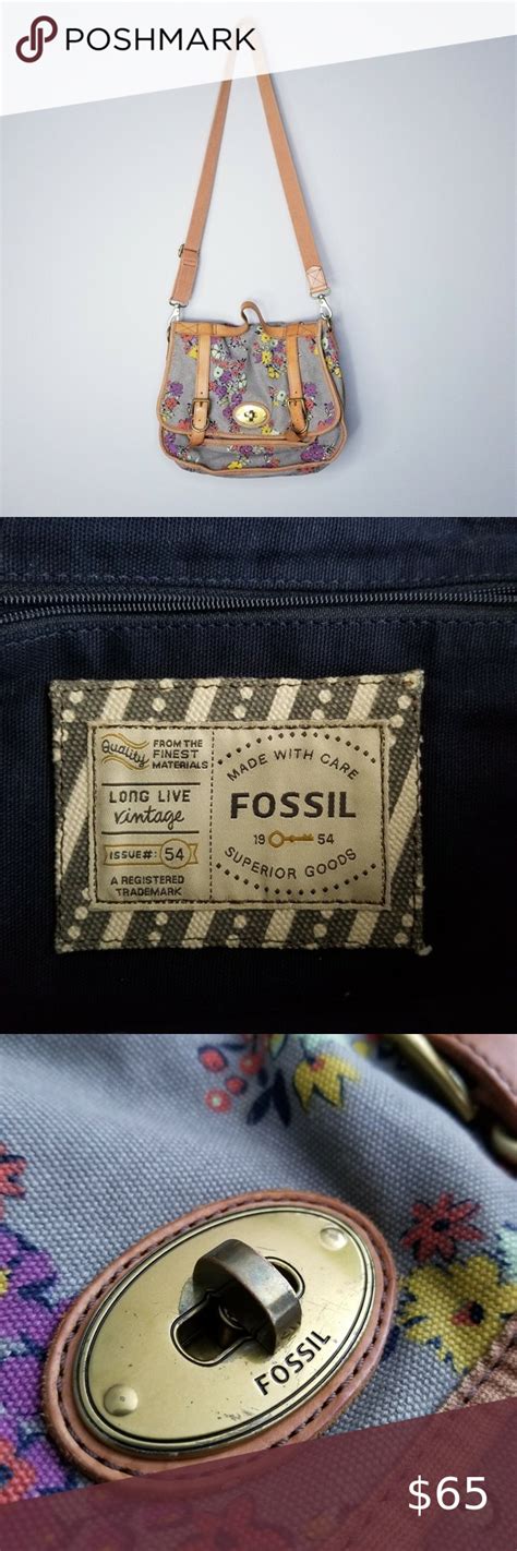 Fossil Maddox Floral Turn Lock Messenger Bag Buckled Flap Crossbody