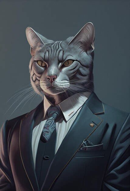 Premium Photo Cat In Suit Generated By Artificial Intelligence