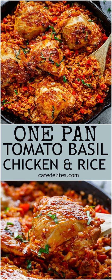 One Pan Tomato Basil Chicken Rice Cafe Delites