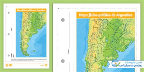 Mapa físico político de Argentina Mapa n3 para niños