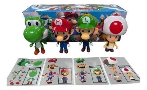 Set De 4 Figuras Super Mario Bros Armables Yoshi Luigi MercadoLibre