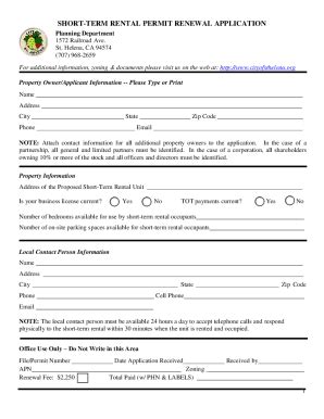 Fillable Online Applications Forms City Of St Helena Fax Email Print