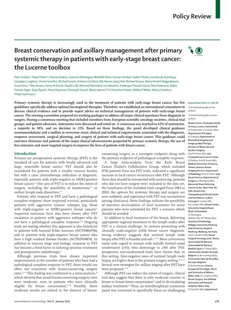 Pdf Breast Conservation And Axillary Management After Primary