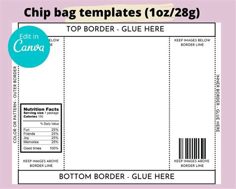 Chip Bag Template,chip Bag Personalized,blank Chip Bag,chip Bags,party ...