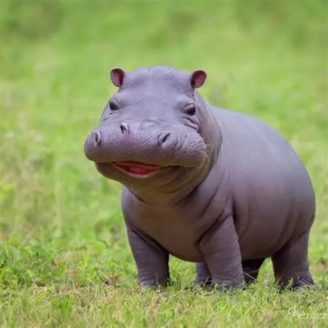 Cute Baby Hippo In The Savanna