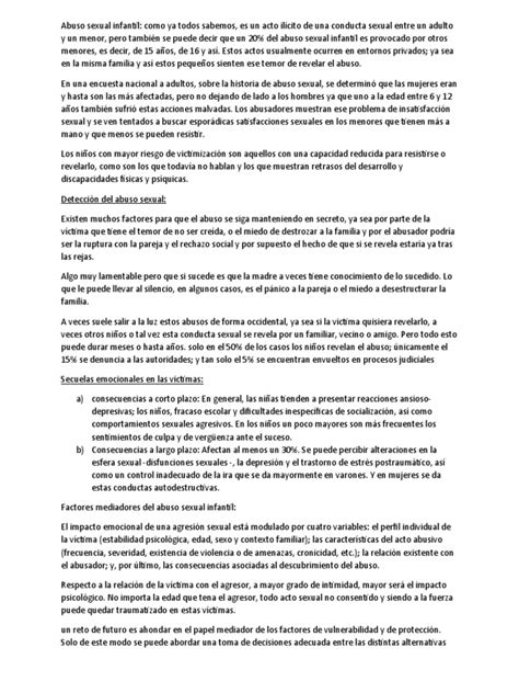 Abuso Sexual Infantil Pdf Abuso Sexual Ciencias Del Comportamiento