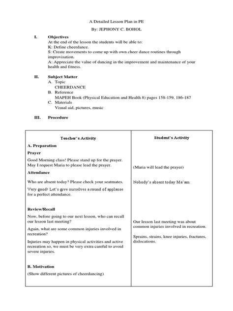 Lesson Plan In Health Grade 8 4th Quarter