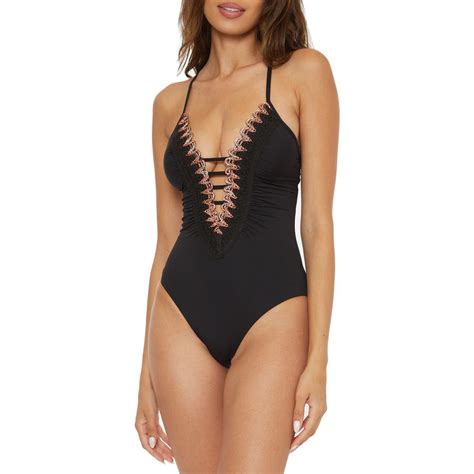 Becca Layla Crochet Trim One Piece Swimsuit Black Editorialist