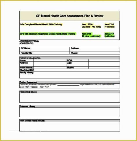 Mental Health Treatment Plan Template