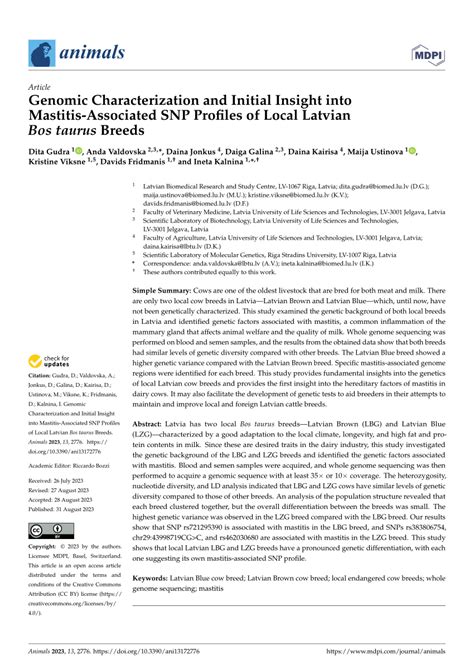 PDF Genomic Characterization And Initial Insight Into Mastitis