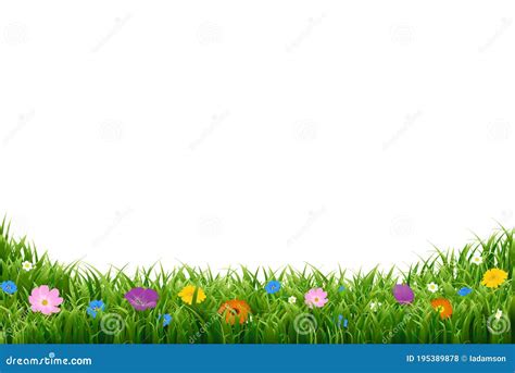 Grass Border With Flower Stock Vector Illustration Of Environment 195389878