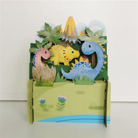 3d Pop Up Dinosaur Card Birthday Card For Kids Dinosaurs Etsy