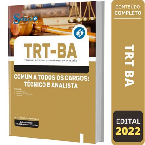 Apostila Trt Ba Comum Aos Cargos De T Cnico Judici Rio Submarino