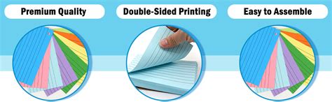 1000 Pcs Index Cards 3x5 Inches Colored Flash Cards With Ring Punched