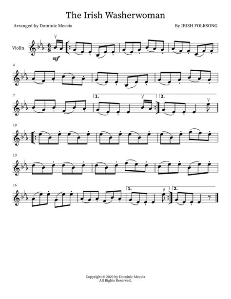 The Irish Washerwoman Violin Solo Digital Sheet Music Sheet Music