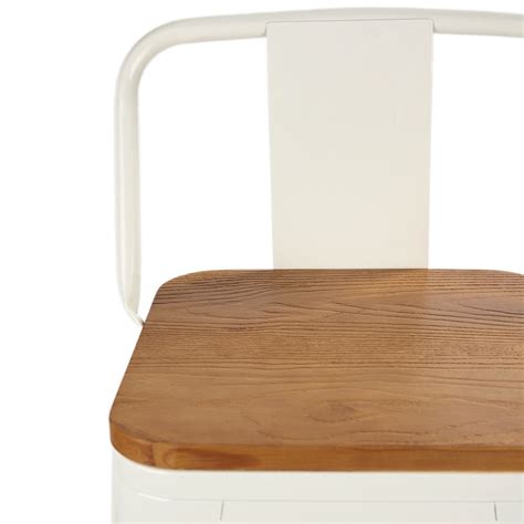 Novahus Pack Pisos De Bar Tolix Asiento De Madera Blanco