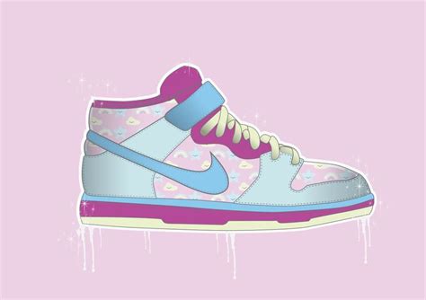 A Pair Of Sneakers With Pink Blue And White Paint Splattered On Them