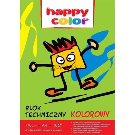 BLOK TECHNICZNY A4 KOLOROWY HAPPY COLOR