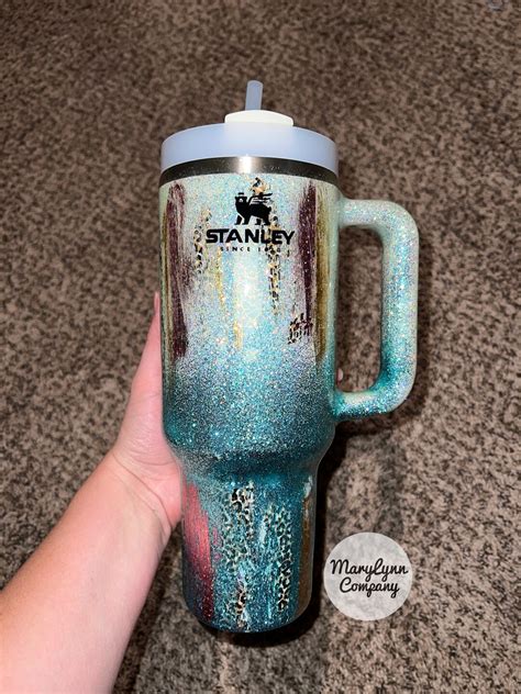 Customized Stanley Tumbler Ombré Leopard Tumbler 40oz Personalized