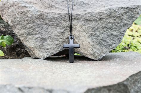 Shungite Pendant Christian Cross Necklace Emf Protection Healing