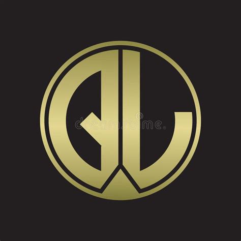 QL Logo Monogram Circle With Piece Ribbon Style On Gold Colors Stock