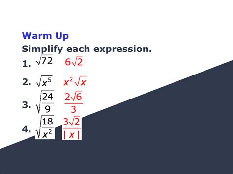 Solution Math Multiplying And Dividing Radical Expressions