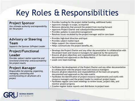 Project Roles And Responsibilities Chart: A Visual Reference of Charts ...