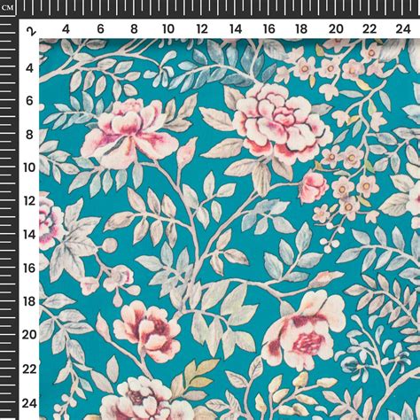 Sky Blue Floral Digital Print Modal Satin Fabric Fabcurate