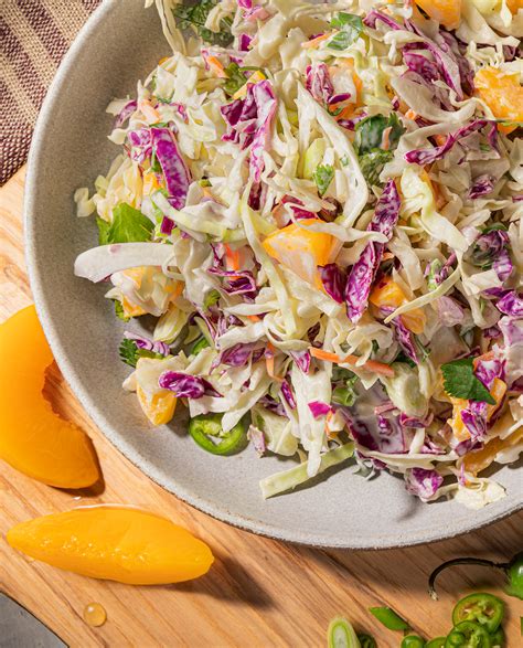 California Cling Peach Spiced Up Coleslaw California Cling Peaches