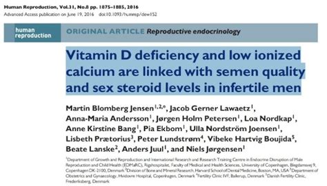 Vitamin D Deficiency And Low Ionized Calcium Are Linked With Semen Quality And Sex Steroid