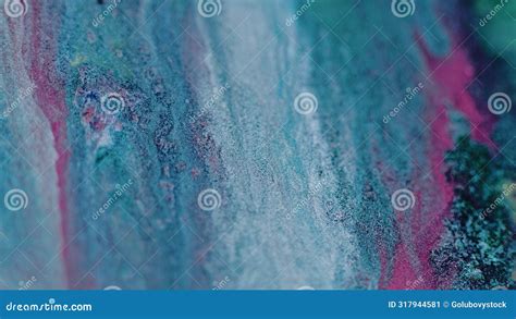 Paint Spill Glitter Ink Flow Blue Pink Color Blend Stock Image Image