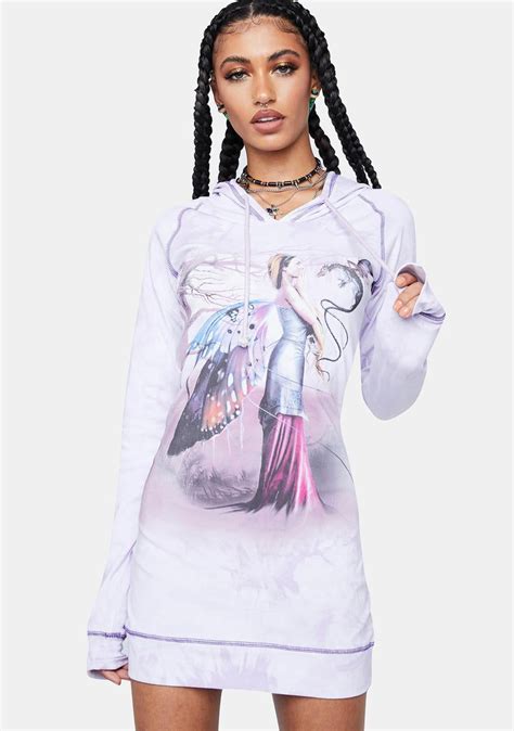 Dolls Kill X The Mountain Dragon Fairy Hooded Mini Dress Purple