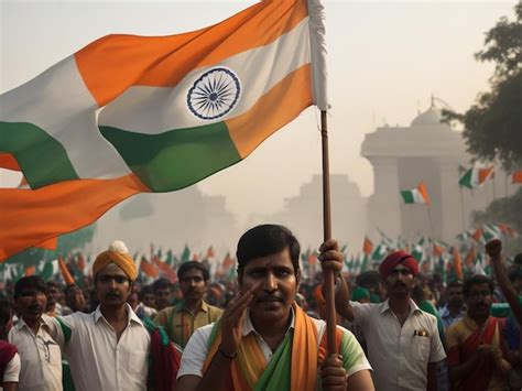 Premium Photo People Carrying Indian Flag Symbol Of National Pride