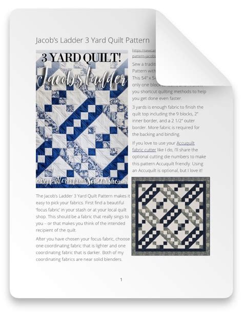 Jacobs Ladder 3 Yard Quilt Pattern Optimized For Printing