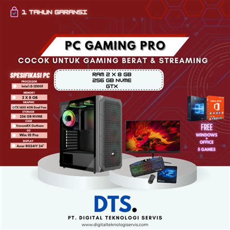 Jual PC Gaming Fullset I3 12100F GTX 1650 4GB 16GB RAM 256GB