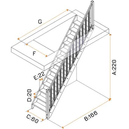 Handystairs Open Steektrap Basica Cm Wit Gegrond Grenen