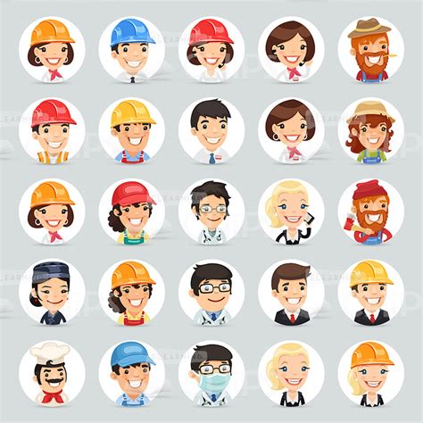 People Of Various Professions Vector Icon Set Elearningchips