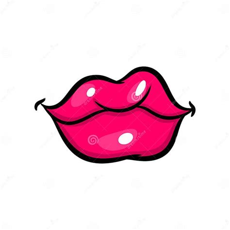 Pink Red Woman Lips In Pop Art Style Stock Vector Illustration Of