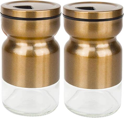 Amazon Salt Pepper Shakers Stainless Steel Cover Glass Bottom