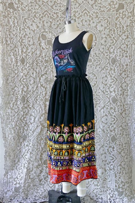 Indian Mirrored Embroidered Midi Skirt Gem