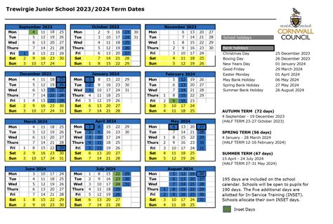 Trewirgie Junior School - Term Dates