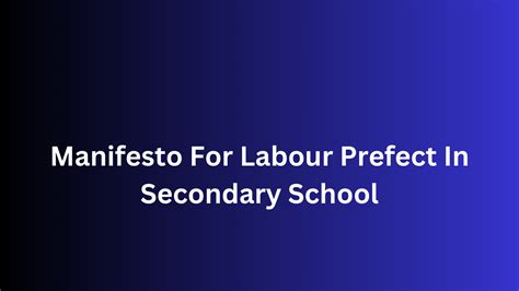 Manifesto For Labour Prefect In Secondary School Techwaya