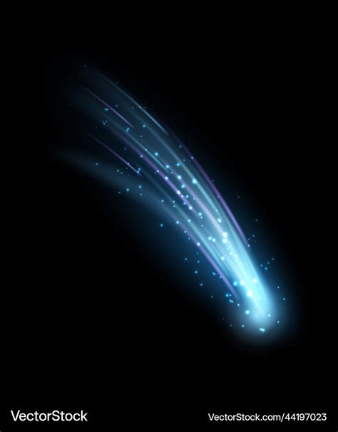 Space Comet With Blue Glowing Trail Falling Vector Image