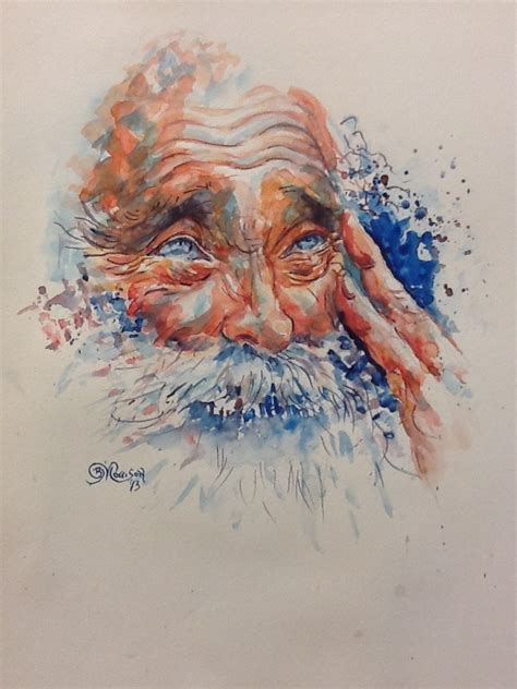 Wise old man in colour. | Painting, Watercolor, Art