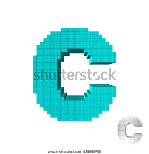 3d Pixelated Capital Letter C Isolated Stock Vector Royalty Free