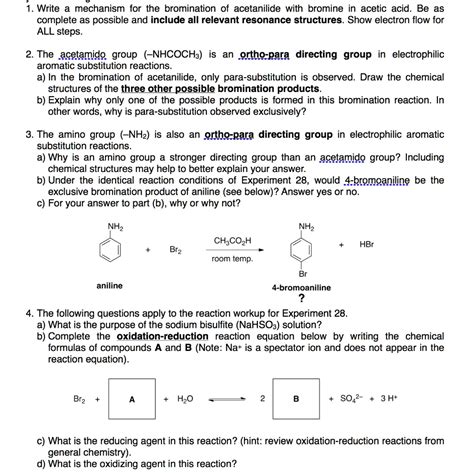 SOLVED 1 Write A Mechanism For The Bromination Of Acetanilide With