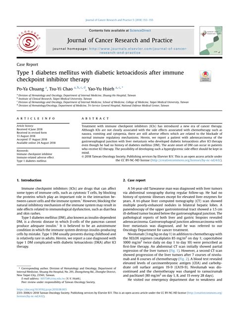 Pdf Type 1 Diabetes Mellitus With Diabetic Ketoacidosis After Immune