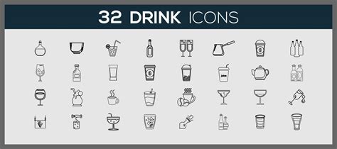 Doodle Drinks Icons Refreshing Drinks Icons Collection Illustration